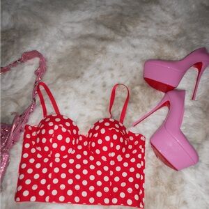 Red Polka Dot Bustier Top
